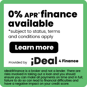 0% APR finance available. Subject to status, terms and conditions apply. Provided by Ideal4Finance. Ideal4Finance is a broker and not a lender. There are risks involved in taking out a loan and you should ensure you can make all payments on time and in full; failure to do so can lead to financial difficulties and have a negative impact on your credit score.